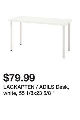 Ikea Lagkapten / adils desk, white, 55 1/8x23 5/8 " offer