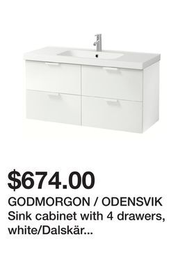 Ikea Godmorgon / odensvik sink cabinet with 4 drawers, white/dalskär faucet, 48 3/8x19 1/4x25 1/4 " offer