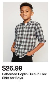 Old Navy Patterned poplin built-in flex shirt for boys offer