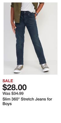 Old Navy Slim 360° stretch jeans for boys offer