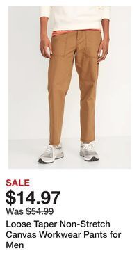 Old Navy Loose taper non-stretch canvas workwear pants for men offer