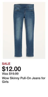 Old Navy Wow skinny pull-on jeans for girls offer