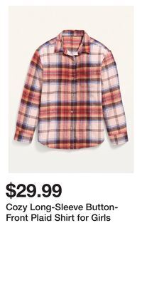 Old Navy Cozy long-sleeve button-front plaid shirt for girls offer