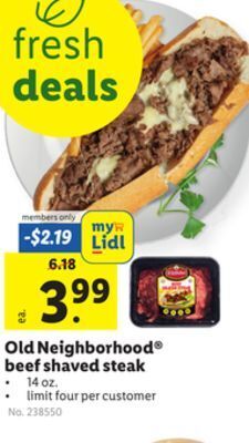 Lidl Old neighborhood® beef shaved steak offer