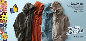 JC Penney Young men's arizona fleece hoodies offer
