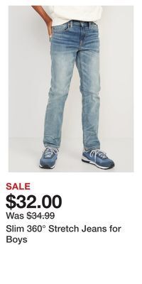 Old Navy Slim 360° stretch jeans for boys offer