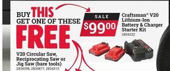 Ace Hardware Craftsman v20 lithium-ion battery & charger starter kit offer