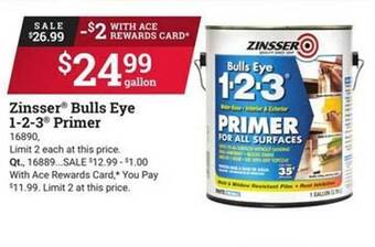 Ace Hardware Zinsser bulls eye 1-2-3 primer offer