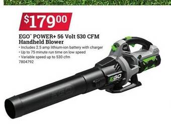 Ace Hardware Ego power+ 56 volt 530 cfm handheld blower offer