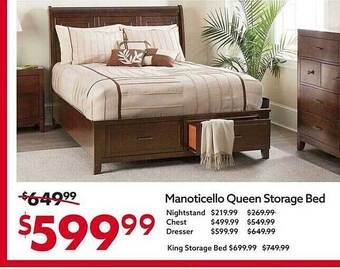 Big Lots Manoticello queen storage bed offer