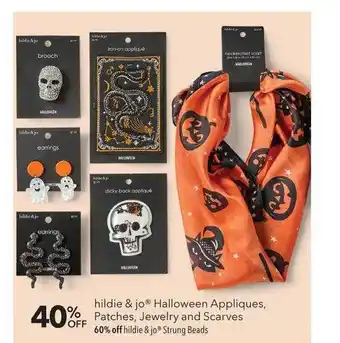 JOANN Hildie & jo halloween appliques, patches, jewelry and scarves offer