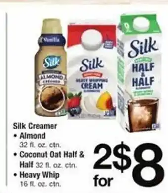 ACME Silk creamer almond, coconut oat half & half or heavy whip offer