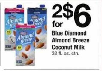ACME Blue diamond almond breeze coconut milk offer