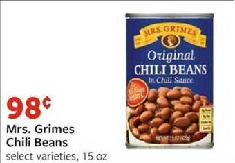 Fareway Mrs. grimes chili beans offer