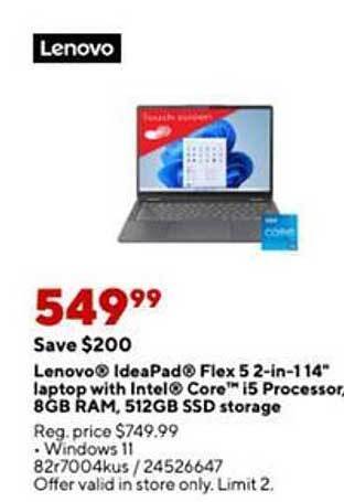 Staples Lenovo ideapad flex 5 2-in-1 14 offer