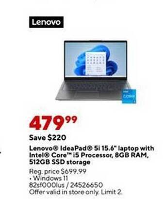 Staples Lenovo ideapad 5i 15.6 offer
