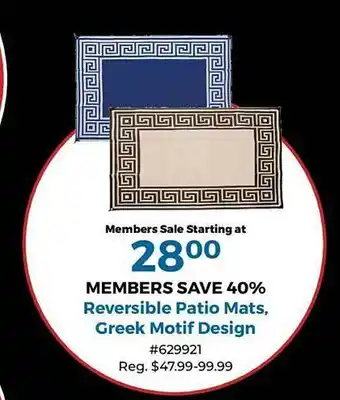 Camping World Reversible patio mats, greek motif design offer