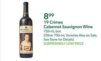 Publix 19 crimes cabernet sauvignon wine offer