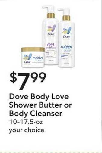 Publix Dove body love shower butter or body cleanser offer