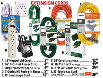 Ocean State Job Lot Extension cords offer