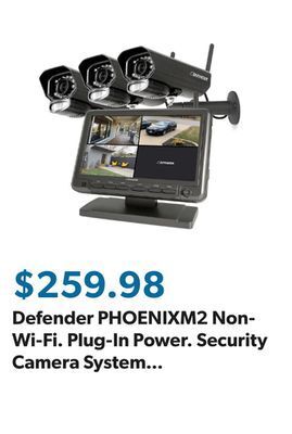 Sam's Club Defender phoenixm2 non-wi-fi. plug-in power. security camera system with 7" lcd display monitor, included 16 gb sd card and 3 offer