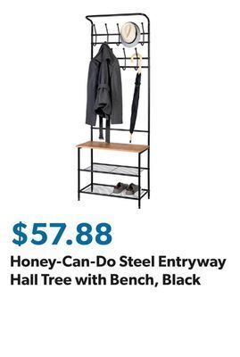 Sam's Club Honey-can-do steel entryway hall tree with bench, black offer