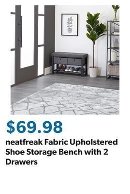 Sam's Club Neatfreak fabric upholstered shoe storage bench with 2 drawers offer