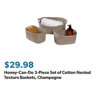 Sam's Club Honey-can-do 3-piece set of cotton nested texture baskets, champagne offer