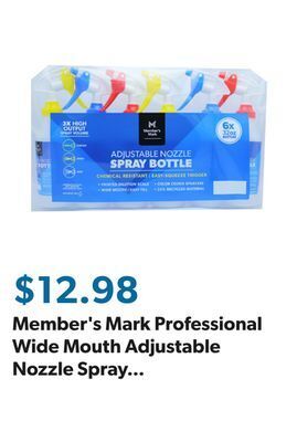 Sam's Club Member's mark professional wide mouth adjustable nozzle spray bottles (32 oz. bottles, 6 pk.) offer