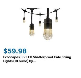 Sam's Club Ecoscapes 36' led shatterproof cafe string lights (18 bulbs) by enbrighten offer