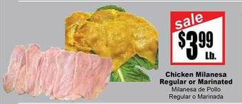 Rancho Markets Chicken milanesa regular or marinated offer