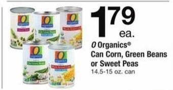 ACME O organics can corn, green beans or sweet peas offer