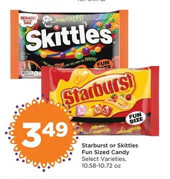 Food 4 Less Starburst or skittles fun sized candy offer