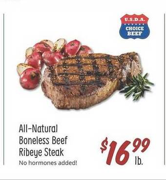 Sprouts Farmers Market All-natural boneless beef ribeye steak offer