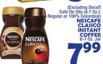 Bravo Supermarkets Nescafe clasico instant coffee, 6-7 oz. jar offer