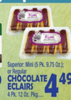 Bravo Supermarkets Chocolate eclairs, 4 pk. 12 oz. pkg. offer