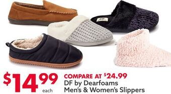 Big Lots Df by dearfoams men's & women's slippers offer