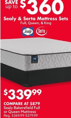 Big Lots Sealy bakersfield full or queen mattress offer