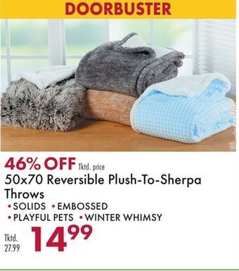 Boscov's 50x70 reversible plush-to-sherpa throws offer