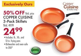 Boscov's Copper cuisine 3-pack skillets offer
