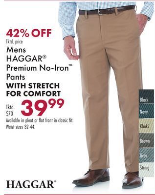 Boscov's Mens haggar® premium no-iron™ pants offer