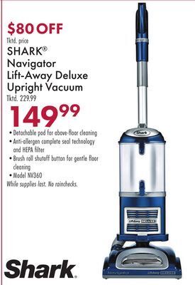 Boscov's Shark® navigator lift-away deluxe upright vacuum offer