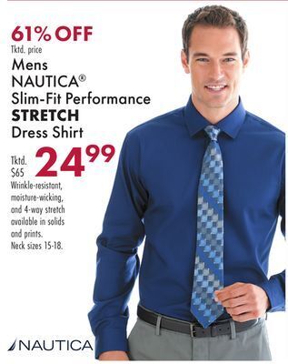 Boscov's Mens nautica® slim-fit performance stretch dress shirt offer