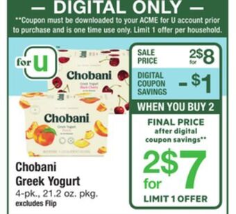 ACME Chobani greek yogurt offer