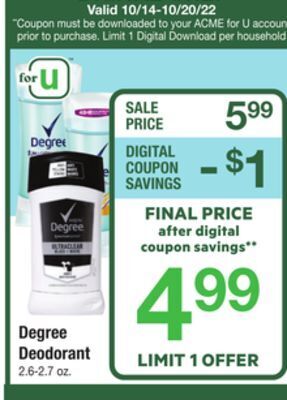 ACME Degree deodorant offer