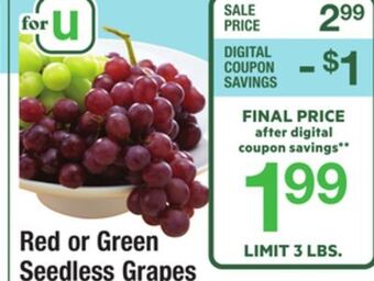 ACME Red or green seedless grapes offer