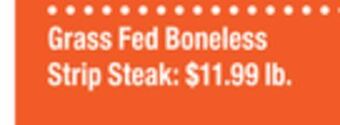 ACME Grass fed boneless strip steak offer
