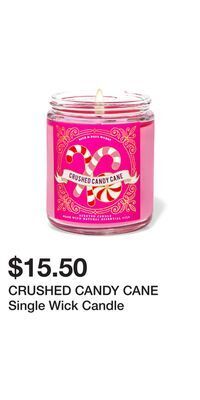 Bath & Body Works Crushed candy cane single wick candle offer