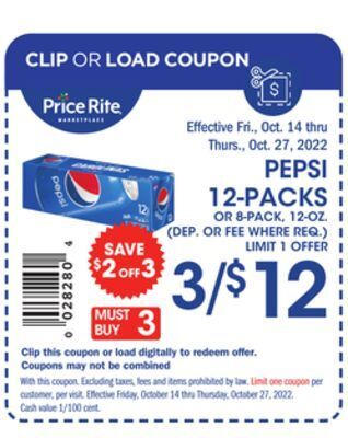 Price Rite Pepsi 12-packs offer
