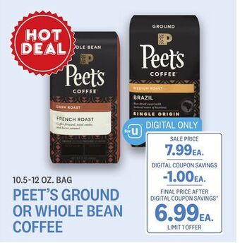 Kings Food Markets Peet's ground or whole bean coffee offer